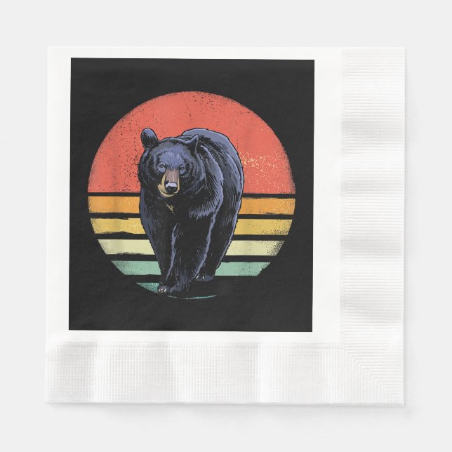 Serviette En Papier Ours noir Vintage (Devant)