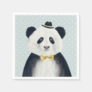 Serviette En Papier Ours panda d'aquarelle