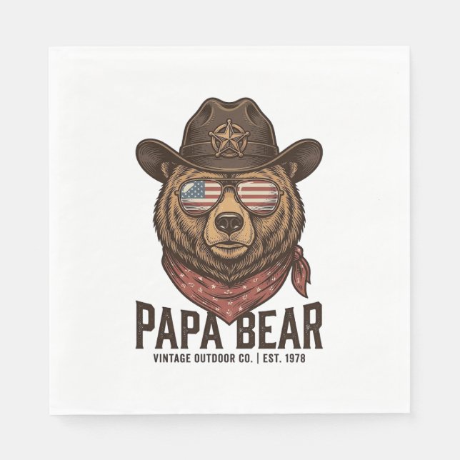 Serviette En Papier Ours Papa Ours Cowboy Patriotique Vintage Vector D (Devant)