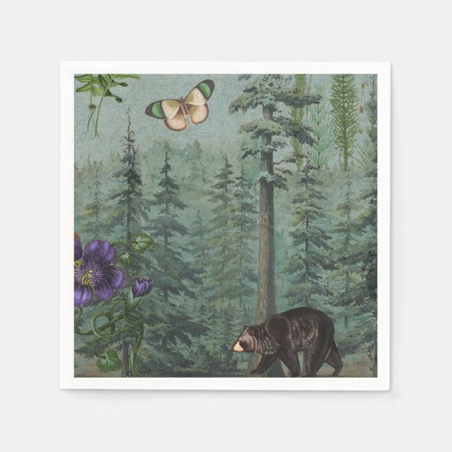 Serviette En Papier Ours, Papillon, Nature (Devant)