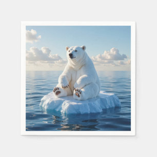 Serviette En Papier Ours polaire flottant sur une banquise
