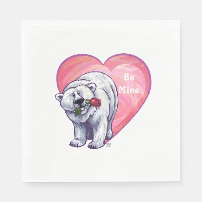 Serviette En Papier Ours polaire Saint Valentin (Devant)