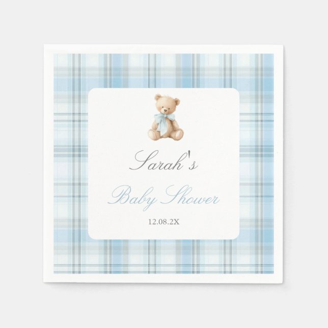 Serviette En Papier Ours Préparé Fête de Naissance Garçon (Devant)