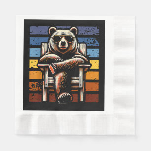 Serviette En Papier Ours rétro cool en lunettes de soleil les années 7