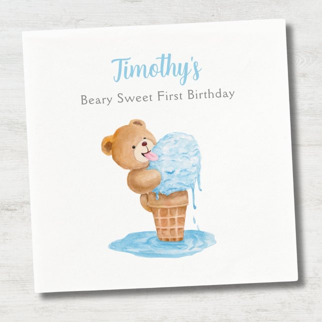 Serviette En Papier Ourson glace d'anniversaire garçon (Créateur téléchargé)