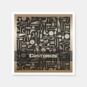 Serviette En Papier Outils d'atelier Black & Gold