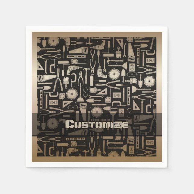 Serviette En Papier Outils d'atelier Black & Gold (Devant)