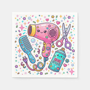 Serviette En Papier Outils de coiffure mignons dans le style d'art Kaw