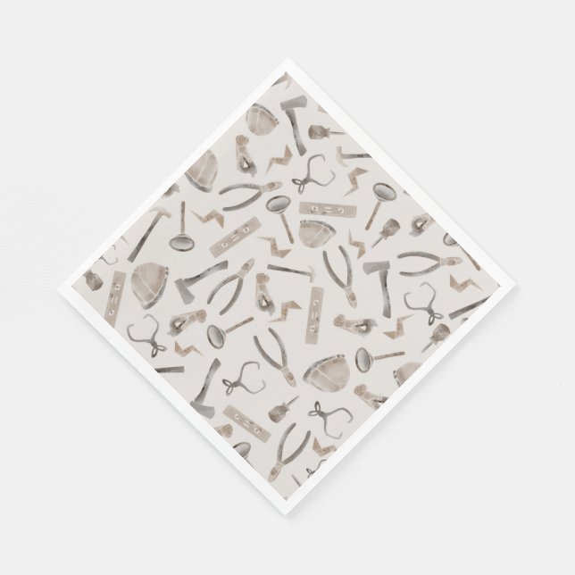 Serviette En Papier Outils de construction d'aquarelle mignonne (Coin)