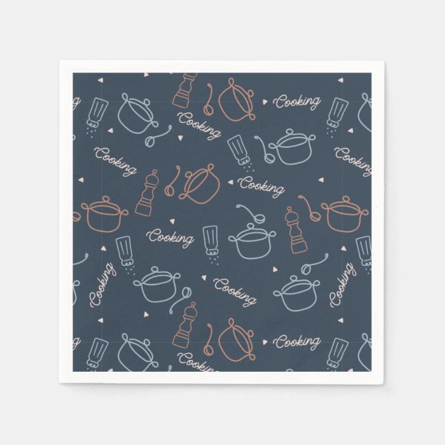 Serviette En Papier outils de cuisine de cuisine mignonne motif (Devant)