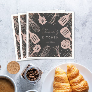 Serviette En Papier Outils de Cuisine de Parties scintillant d'or Rose