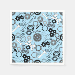 Serviette En Papier Outils Motif 01.b LBlue BG