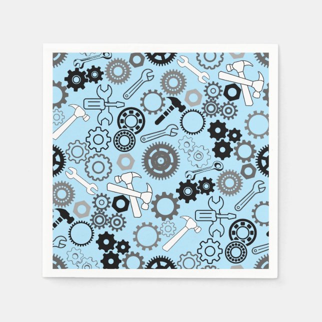 Serviette En Papier Outils Motif 01.b LBlue BG (Devant)