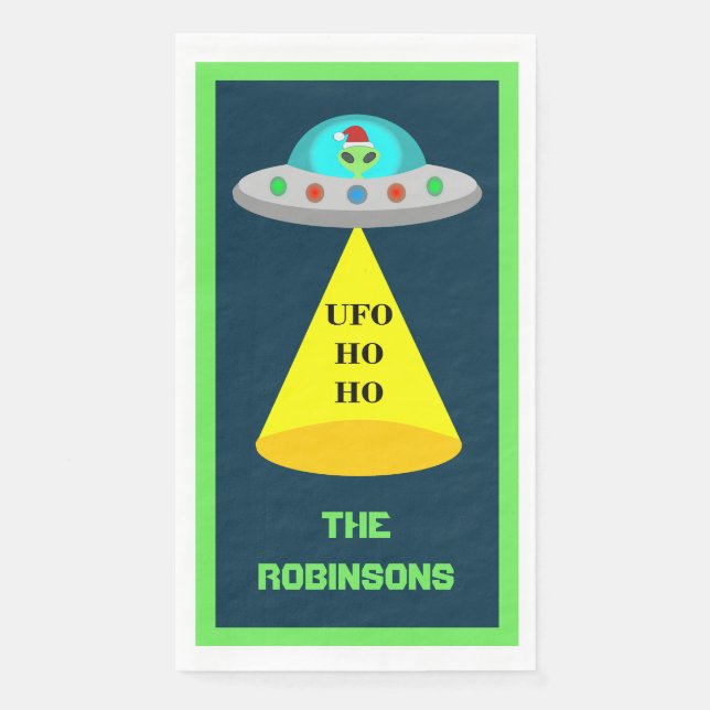 Serviette En Papier OVNI de Noël Ho Ho Alien soucoupe volante Personna (Devant)