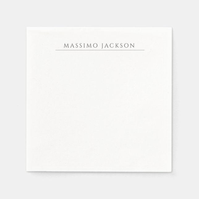 Serviette En Papier Own Name Calligraphy Chic Plain Simple Black White (Devant)