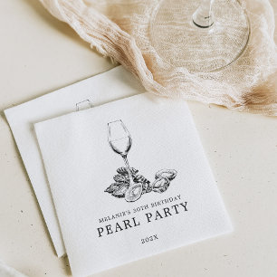 Serviette En Papier Oyster Pearl Party   Noir et blanc