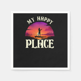 Serviette En Papier Paddleboard My Happy Place Girl Sunset