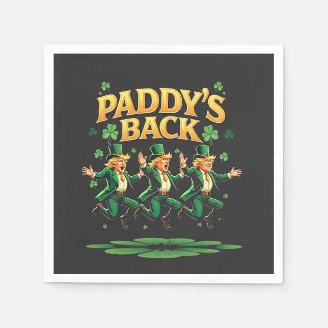 Serviette En Papier Paddy's Back Funny Trump St Patrick Day Leopard (Devant)