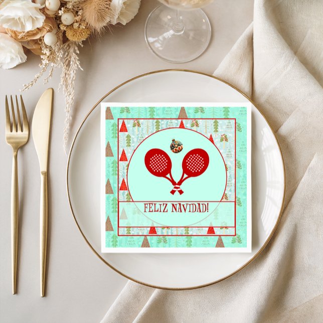Serviette En Papier Padel Cocktail Napkin – A Padel Retro Christmas (Bright, Unique & Charming Padel-inspired party collections to enhance your Christmas celebrations!)