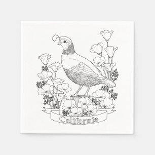 Serviette En Papier Page de coloration des oiseaux et des fleurs de l'