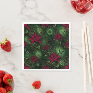 Serviette En Papier Page de découpage de Poinsettia de forêt enchantée
