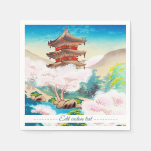 Serviette En Papier Pagode Keisui au printemps japonais paysage orient