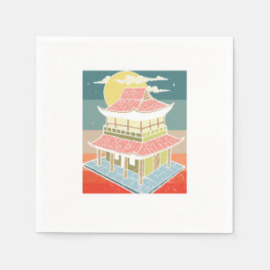 Serviette En Papier Pagodes chinoises Vintages d'Asie rétro Cadeau Chi