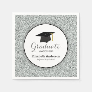 Serviette En Papier Pailleté Argent Faux Diplôme