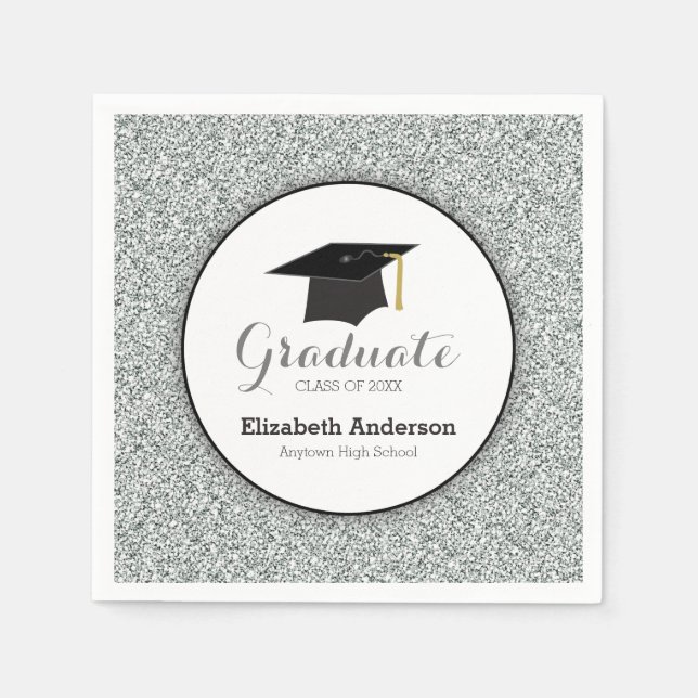 Serviette En Papier Pailleté Argent Faux Diplôme (Devant)