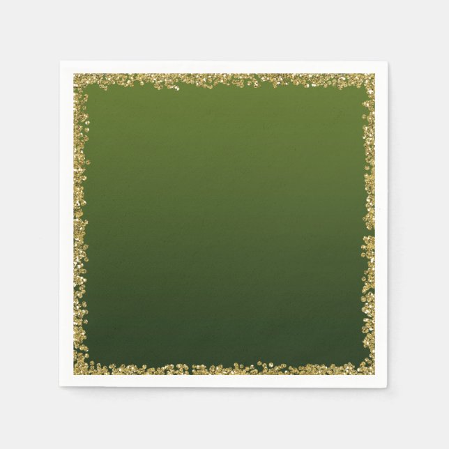 Serviette En Papier Pailleté doré vert Glam Sparkle Fête (Devant)