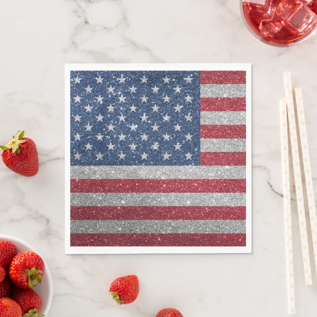 Serviette en papier pailletée Drapeau américain pa (En situation)