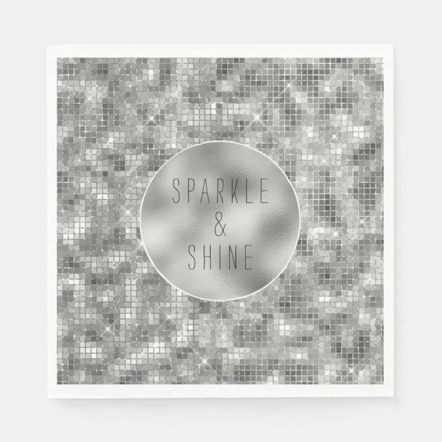 Serviette En Papier Paillette d'Argent (Devant)