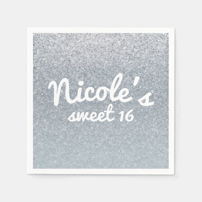 Serviette En Papier Paillette d'Argent de Conte de Fées Faveur de Fête (Devant)