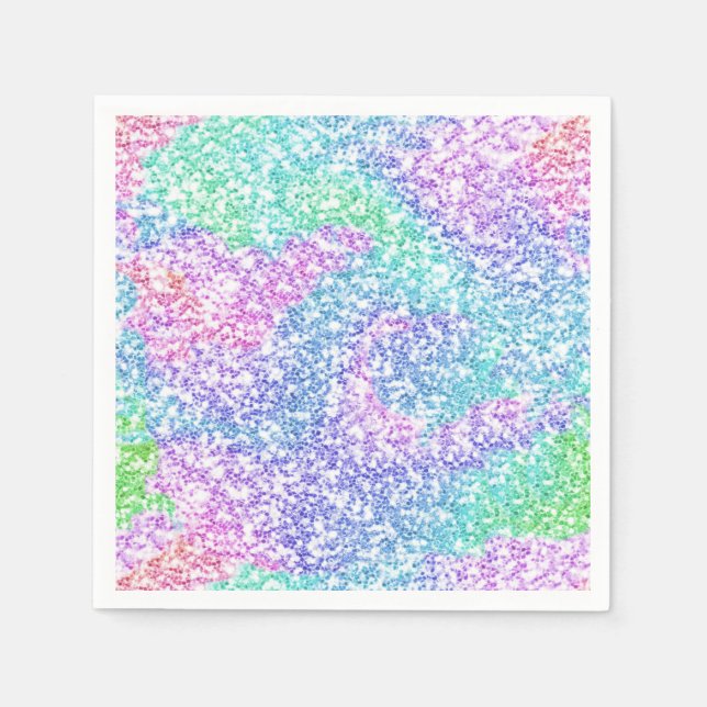 Serviette En Papier Paillettes Arc-en-ciel (Devant)