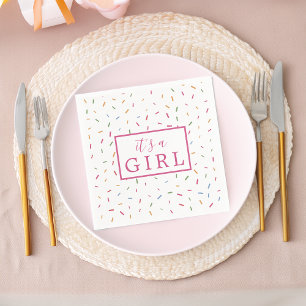 Serviette En Papier Paillettes Colorées C'est Une Fille Baby Shower Pa