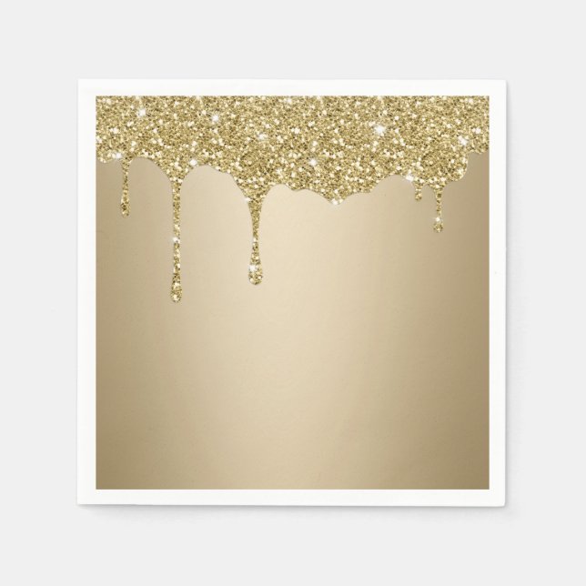 Serviette En Papier Paillettes d'or fondant (Devant)