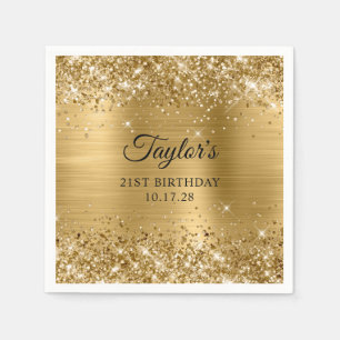 Serviette En Papier Paillettes dorées 21e anniversaire