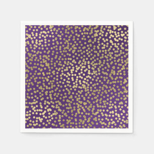 Serviette En Papier Paillettes élégantes violettes et dorées Confetti