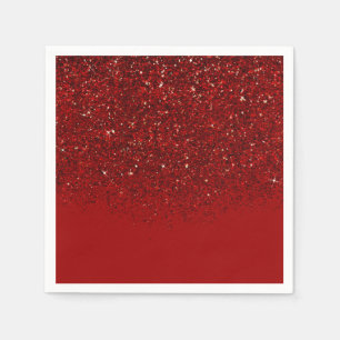 Serviette En Papier Paillettes Rouges Élégant Chic Fête Brillante Glam