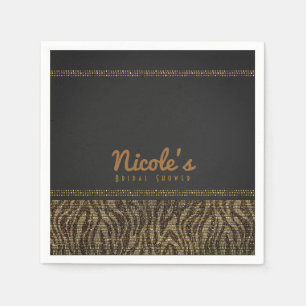 Serviette En Papier Paillettes scintillantes zèbre Glam Chic Moderne F