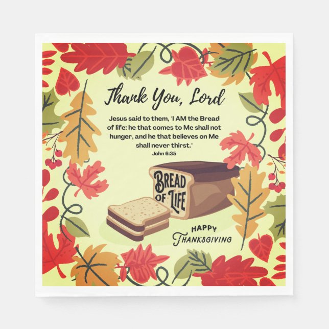 Serviette En Papier PAIN DE VIE Bon thanksgiving Papier Napkin (Devant)