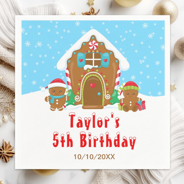 Serviette En Papier Pain d'épices Décoration fête d'anniversaire Bleu  (Créateur téléchargé)