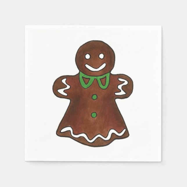 Serviette En Papier Pain d'épices Femme Lady Christmas Cookie Napkins (Devant)