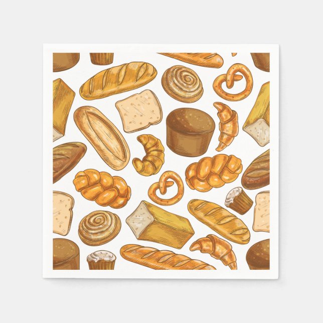 Serviette En Papier Pain et pâtisserie, boulangerie Motif carrelé (Devant)