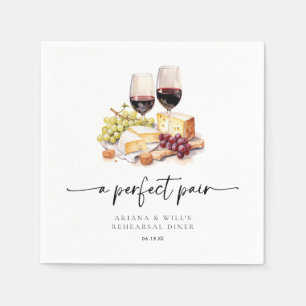 Serviette En Papier Paire Parfaite Moderne Aquarelle Vin & Fromage 