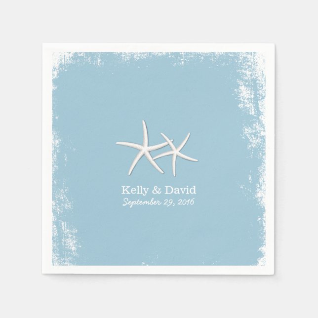 Serviette En Papier Paire rustique de mariage de Starfish Beach (Devant)