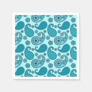 Serviette En Papier Paisley motif, turquoise, aqua et marine