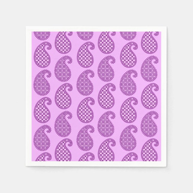 Serviette En Papier Paisley motif, violet et orchidée (Devant)