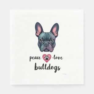 Serviette En Papier Paix Amour Bouledogues Galaxie Vintage Bouledogue