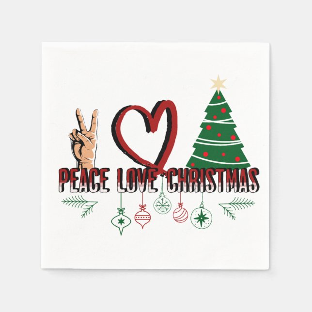 Serviette En Papier Paix Amour Noël infini (Devant)